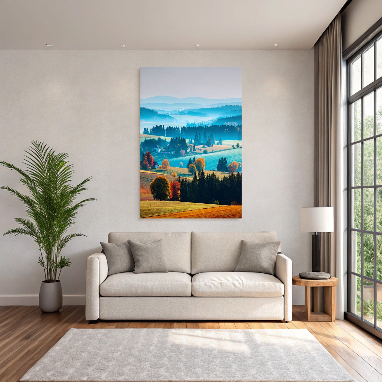 Landschaft Mit Hügeln Und Nebel