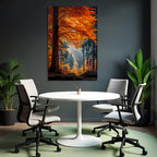 Light forest with colorful leaves