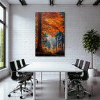 Light forest with colorful leaves