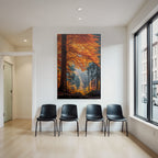 Light forest with colorful leaves