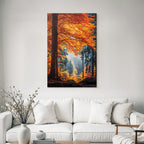 Light forest with colorful leaves