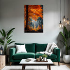 Light forest with colorful leaves