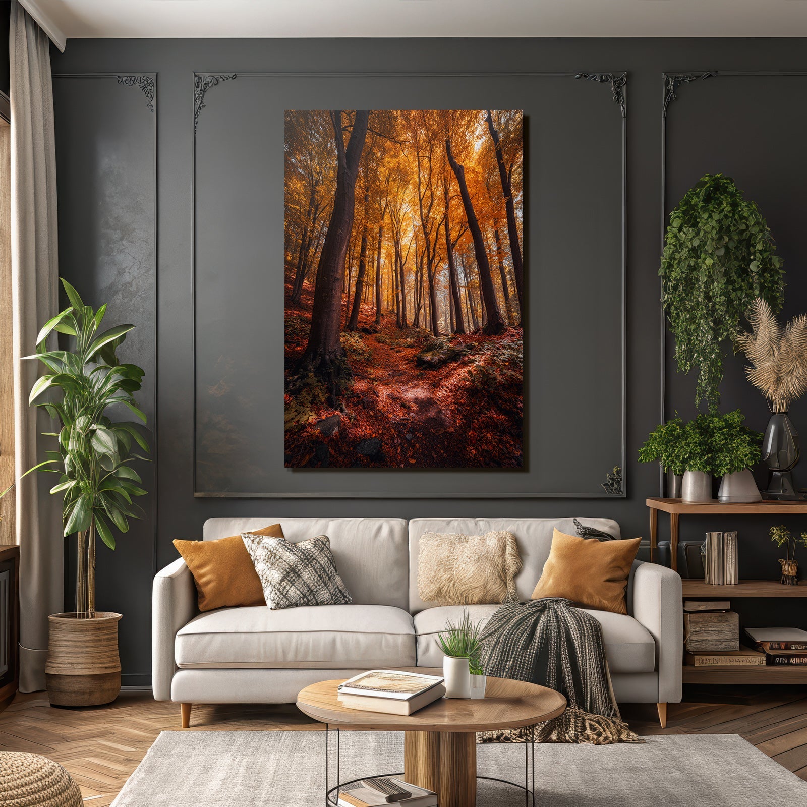 Licher Wald Mit Bunten Blättern Und Stille Trail