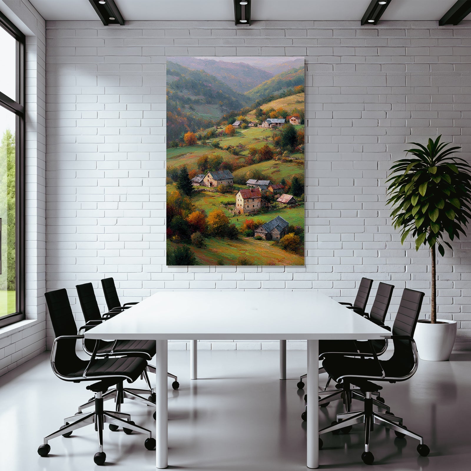 Malerische Landschaft Ländliche Häuser Liche Bäume