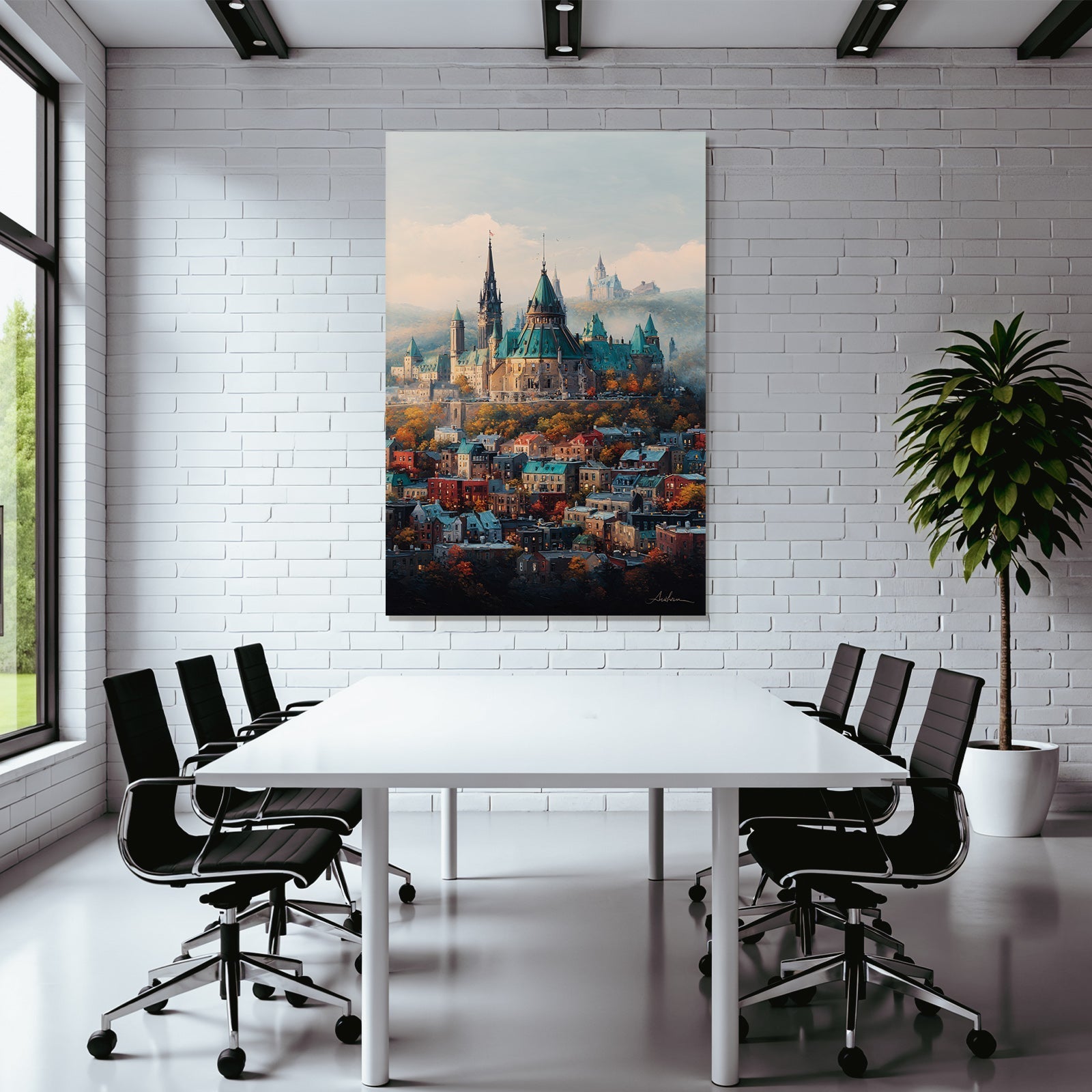 Malerische Stadt Mit Burg Hübsche Häuser Im