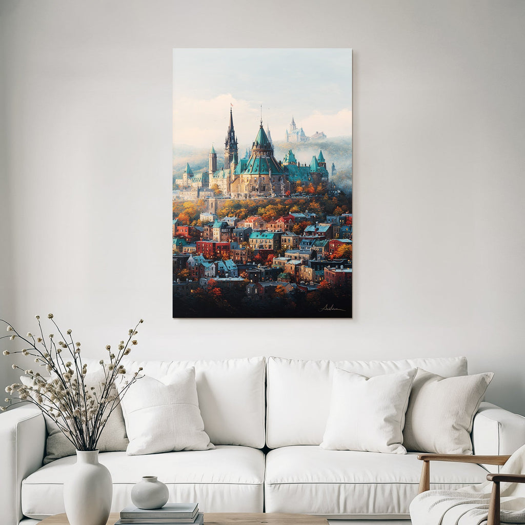 Malerische Stadt Mit Burg Hübsche Häuser Im