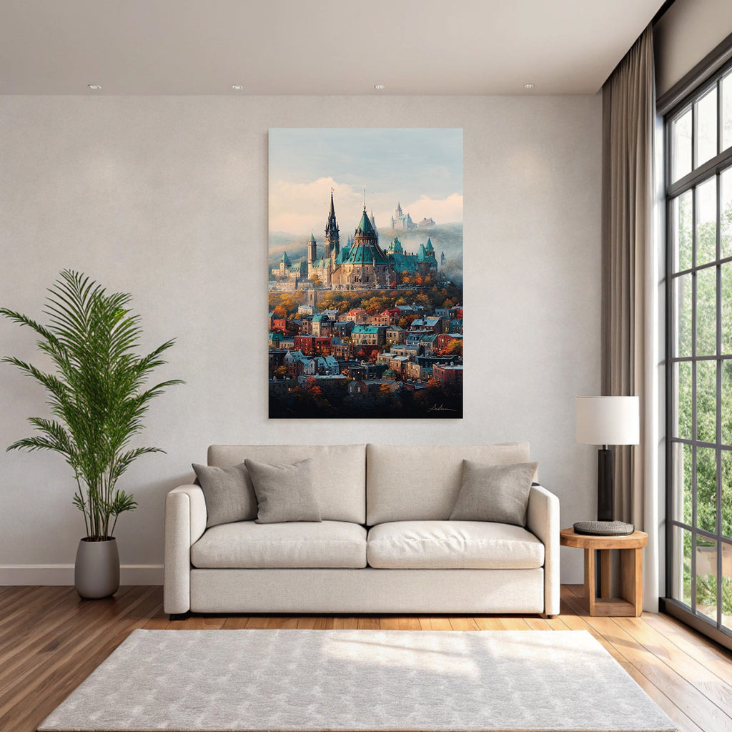 Malerische Stadt Mit Burg Hübsche Häuser Im