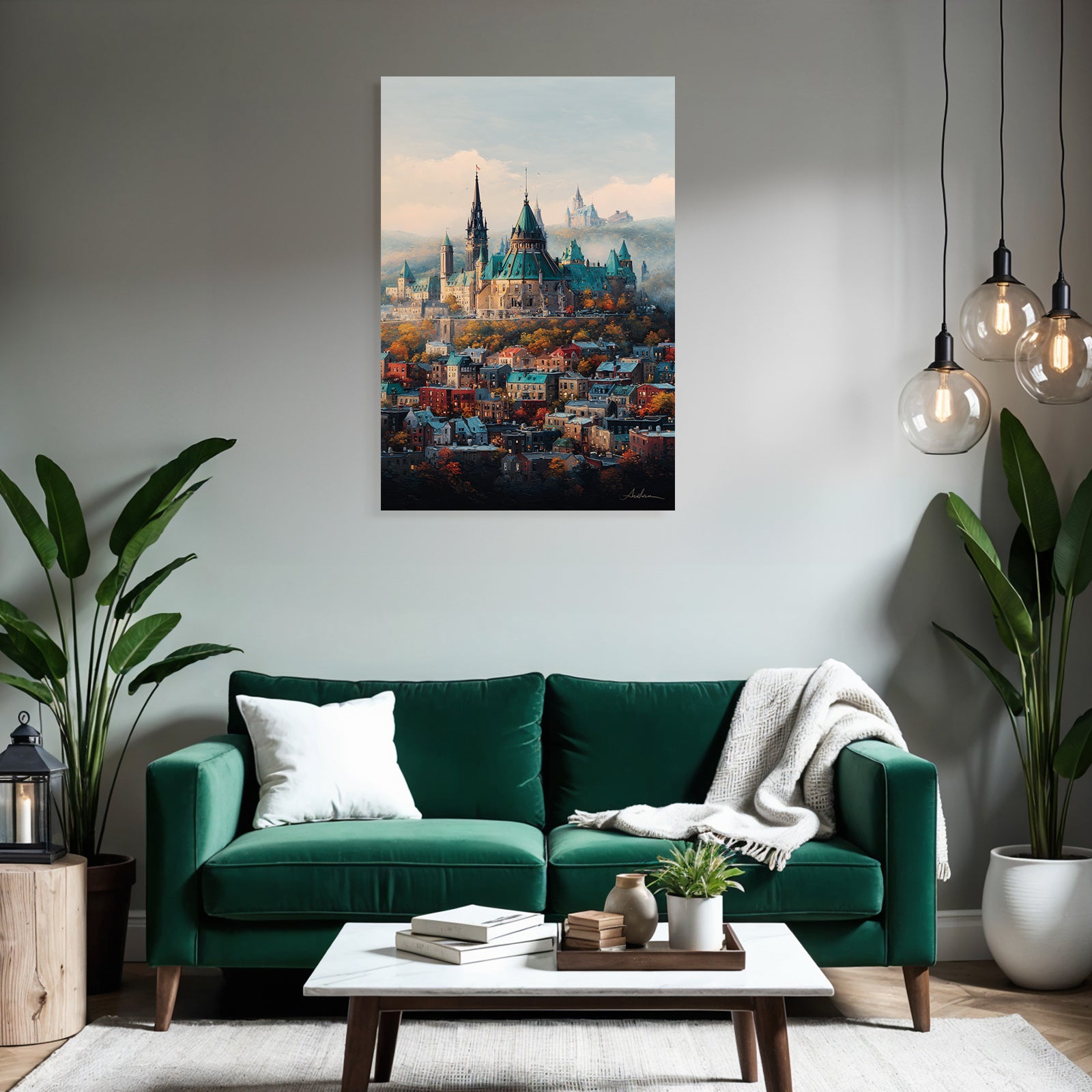 Malerische Stadt Mit Burg Hübsche Häuser Im