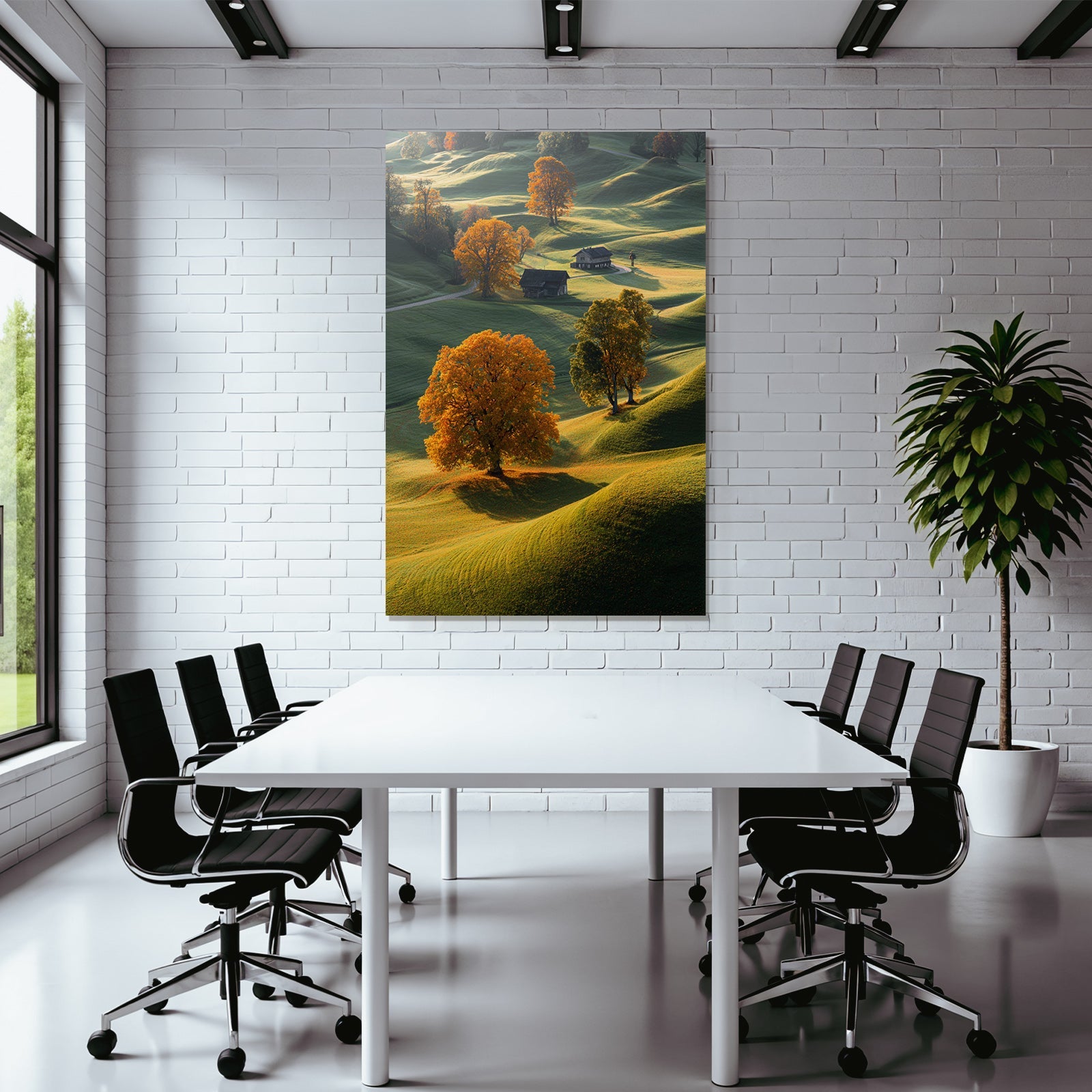 Ruhige Landschaft Baum Holzhaus Rolling Hills