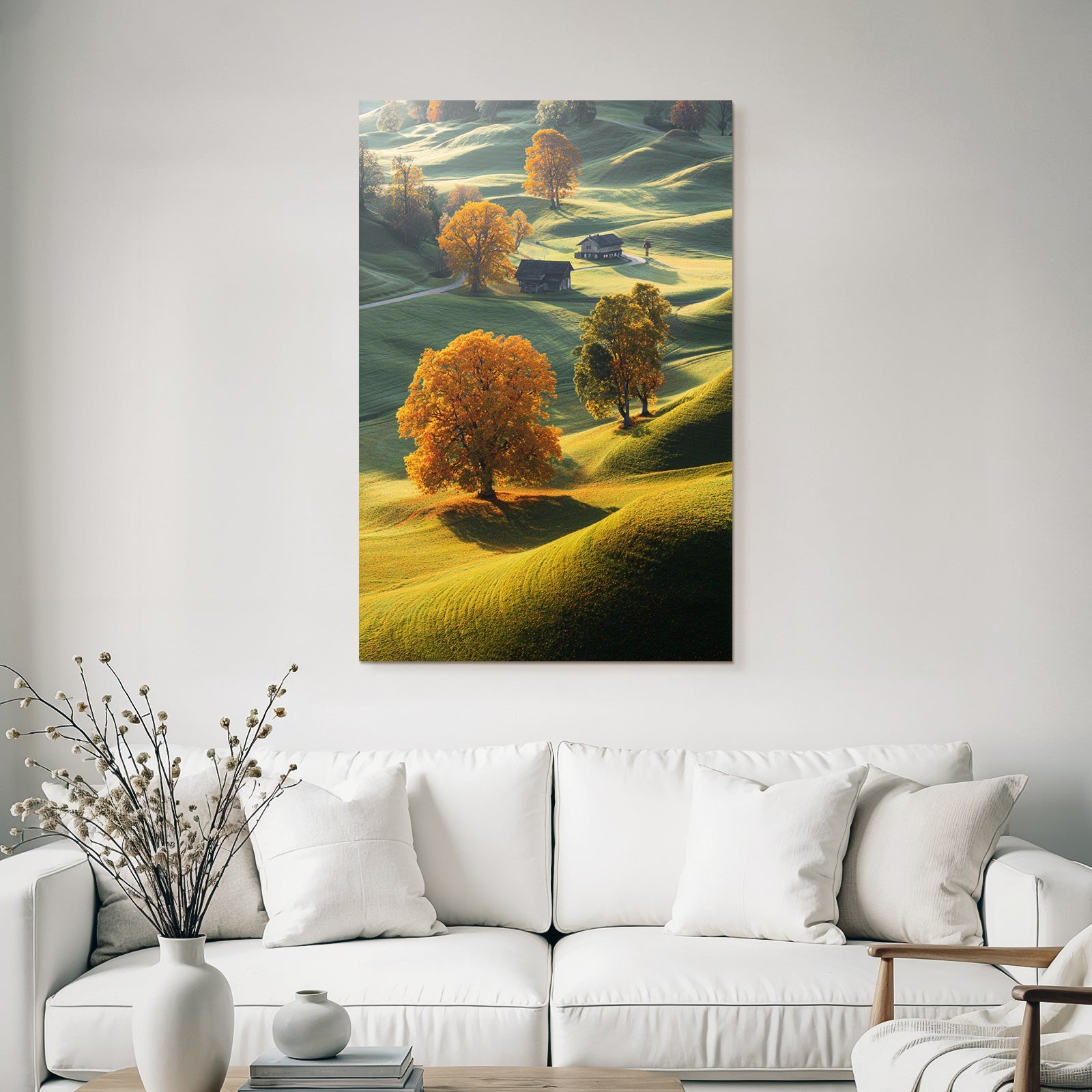 Ruhige Landschaft Baum Holzhaus Rolling Hills