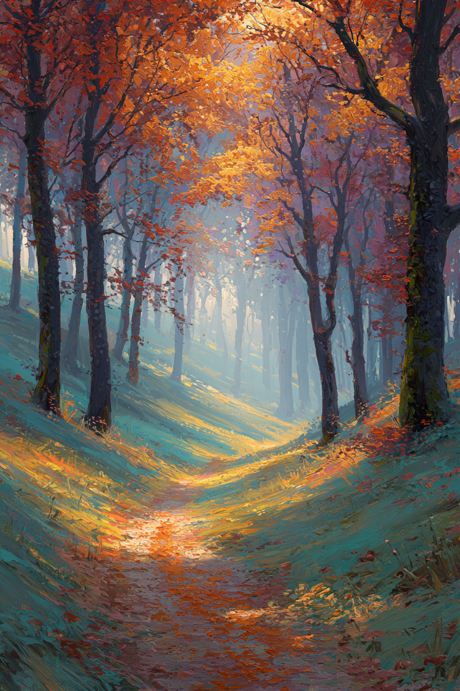Wald Szenen Mit Bäumen Und Laubboden Gelichtet Von Sonnenschein | Herbst | Jahreszeiten