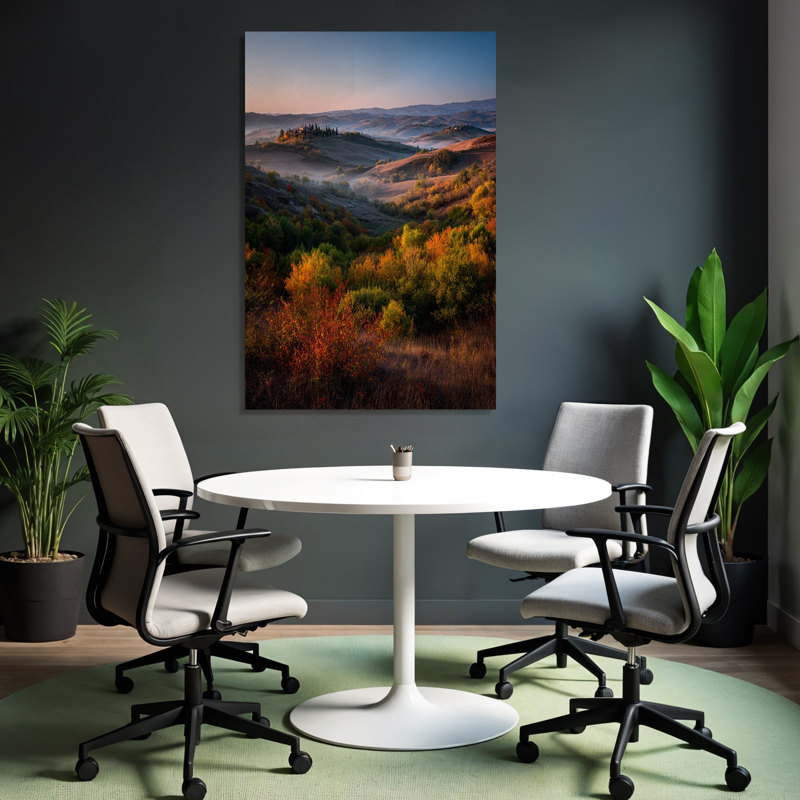 Wunderschöne Landschaft Mit Farben Und Nebel
