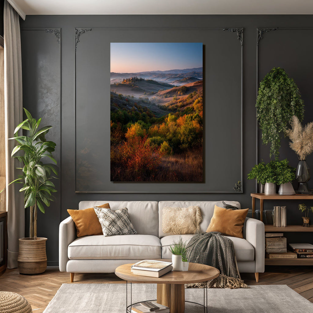 Wunderschöne Landschaft Mit Farben Und Nebel