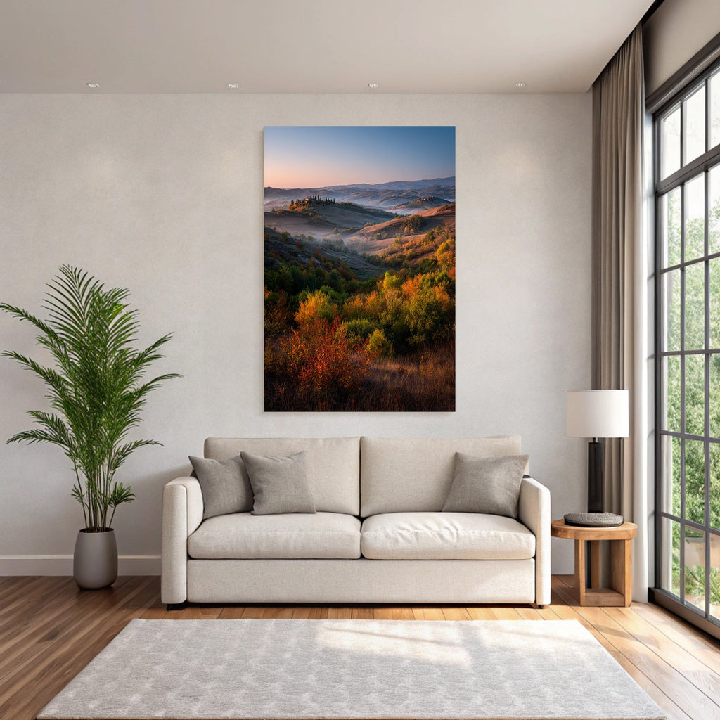 Wunderschöne Landschaft Mit Farben Und Nebel