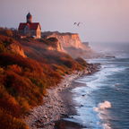 Küsstensksteinklippensonnenuntergangseagull | Herbst | Jahreszeiten
