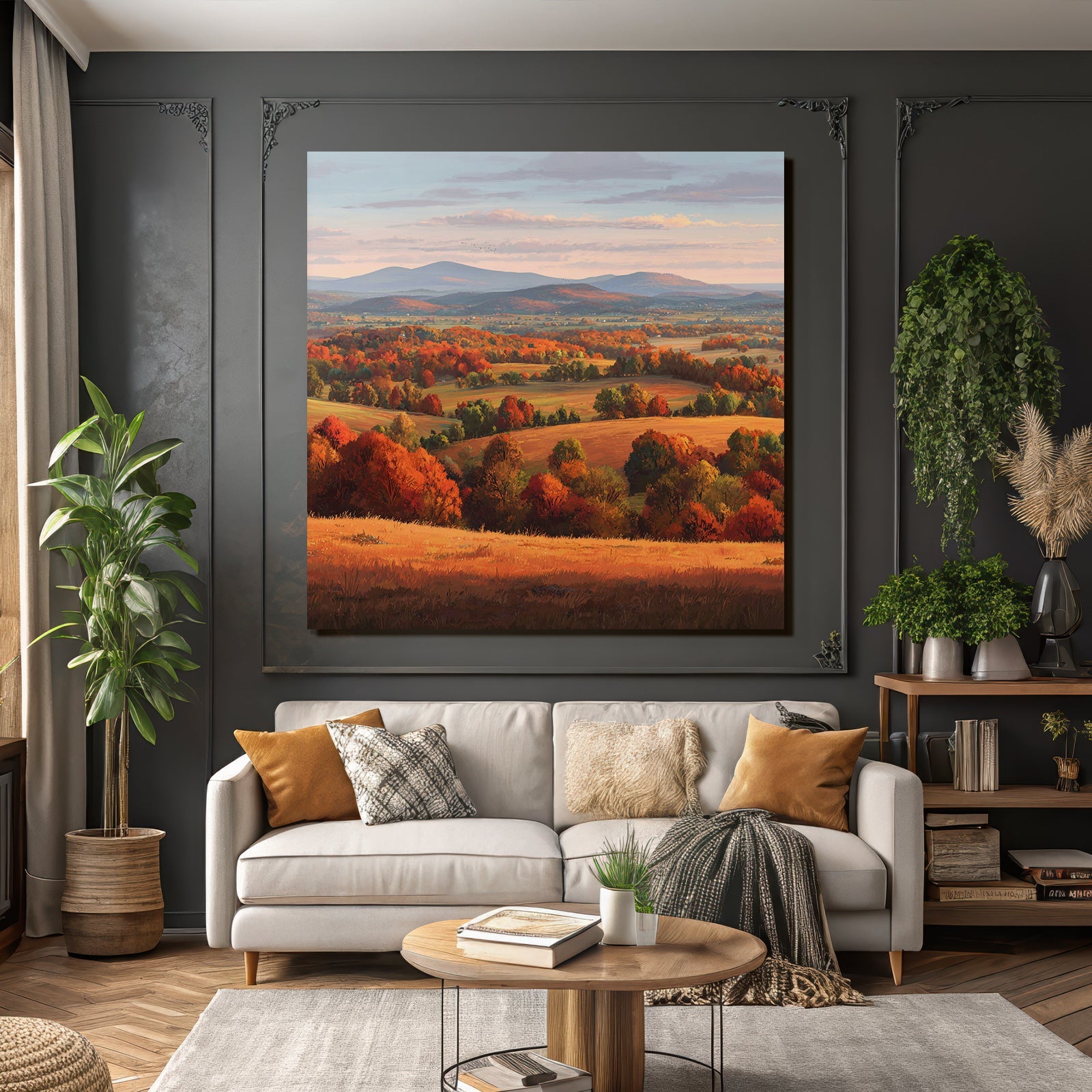 Landschaft Bunte Bäume Hügel Und Berge