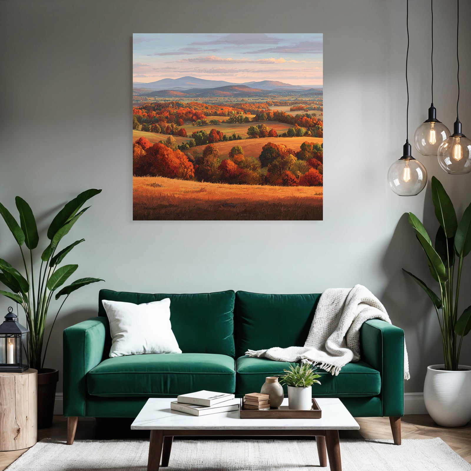 Landschaft Bunte Bäume Hügel Und Berge