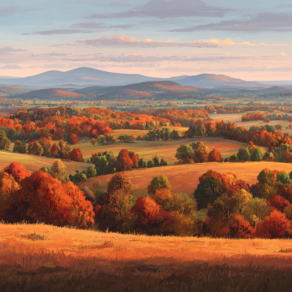 Landschaft Bunte Bäume Hügel Und Berge | Herbst | Jahreszeiten
