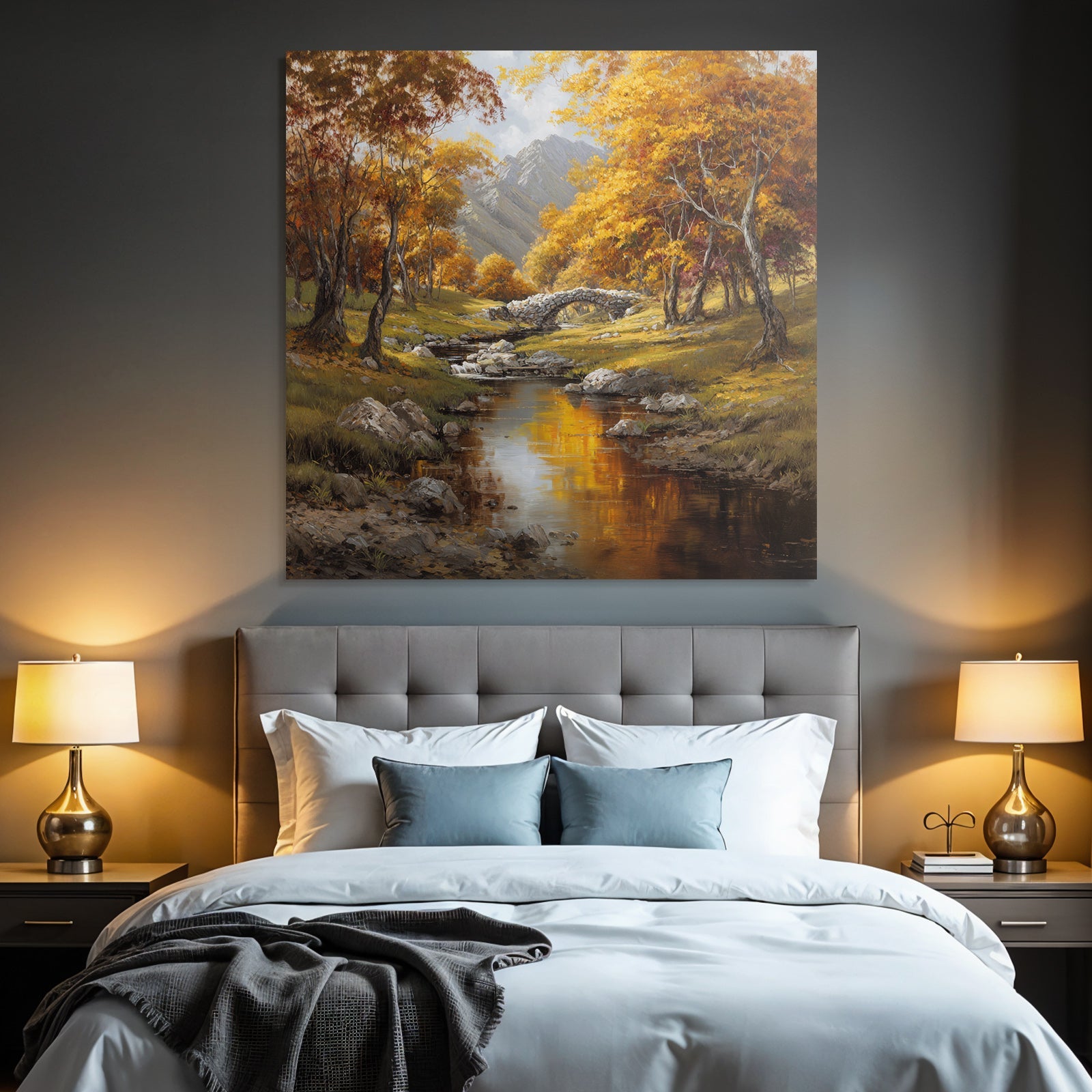 Landschaft Mit Fluss Und Brücke