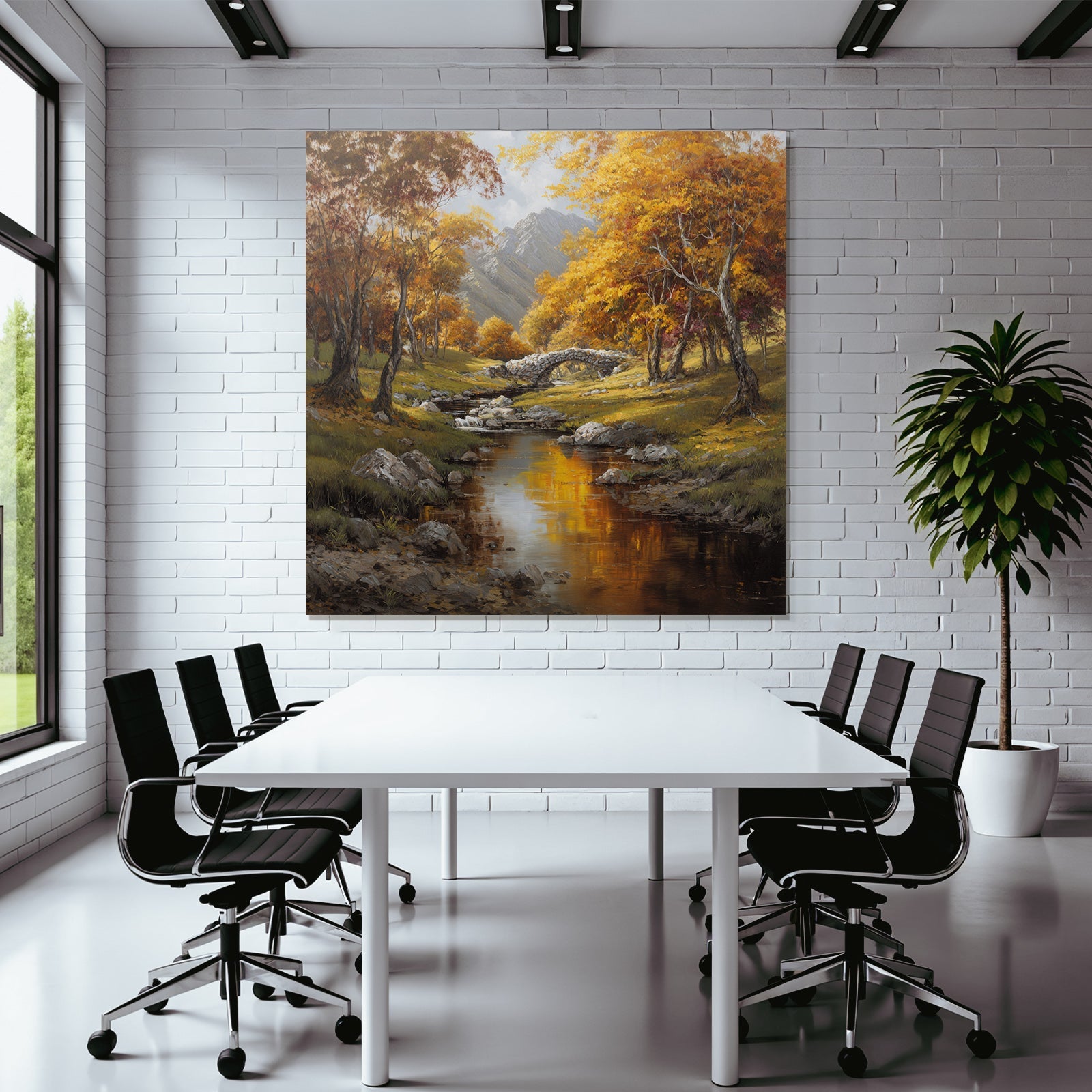 Landschaft Mit Fluss Und Brücke