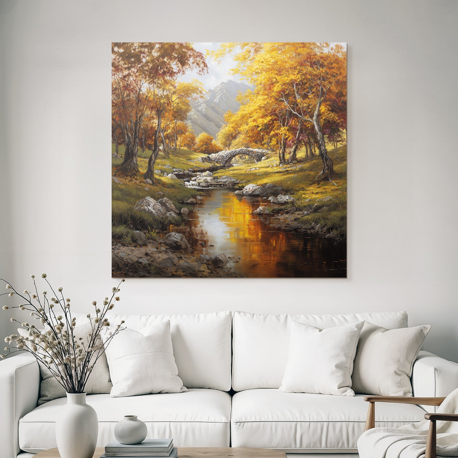 Landschaft Mit Fluss Und Brücke