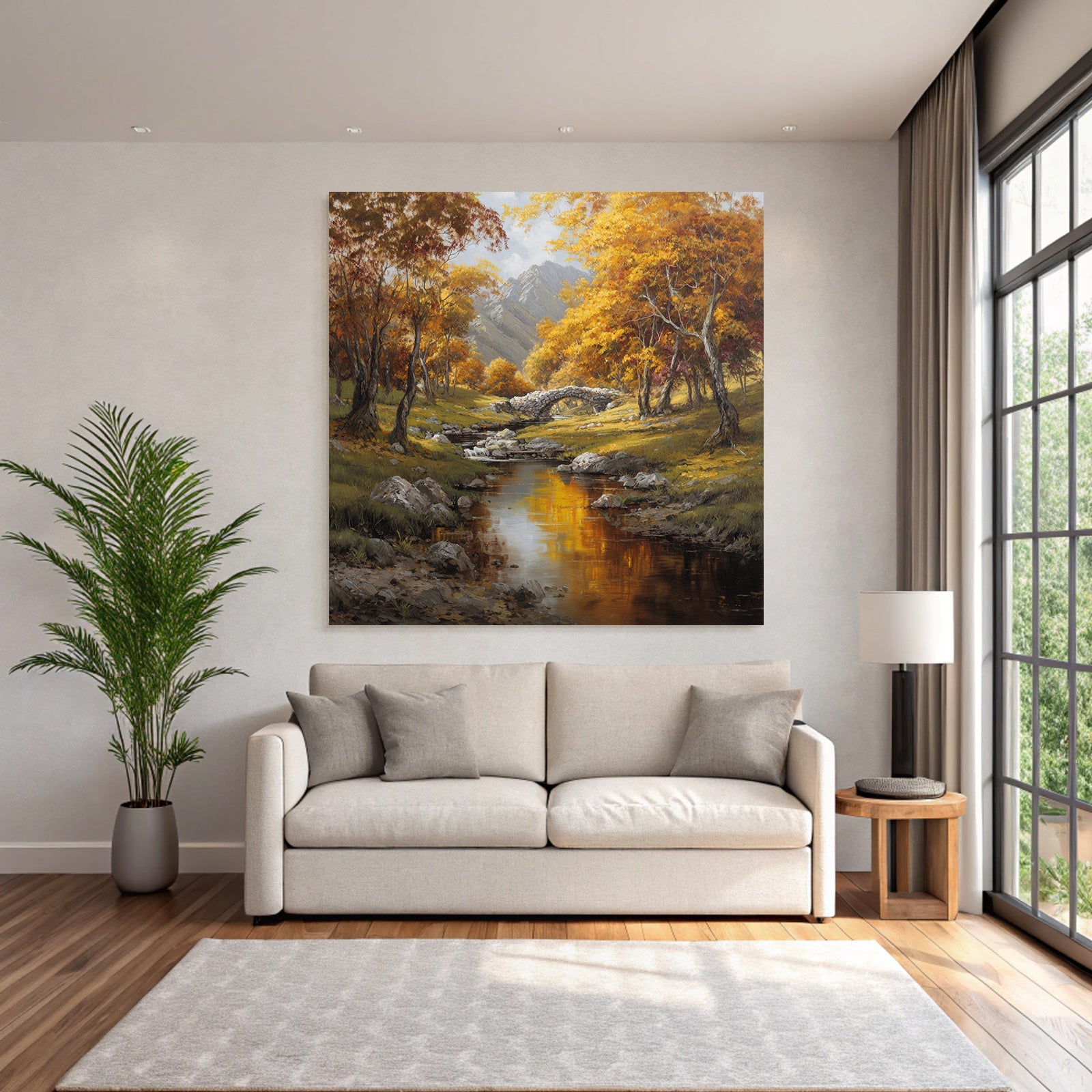 Landschaft Mit Fluss Und Brücke