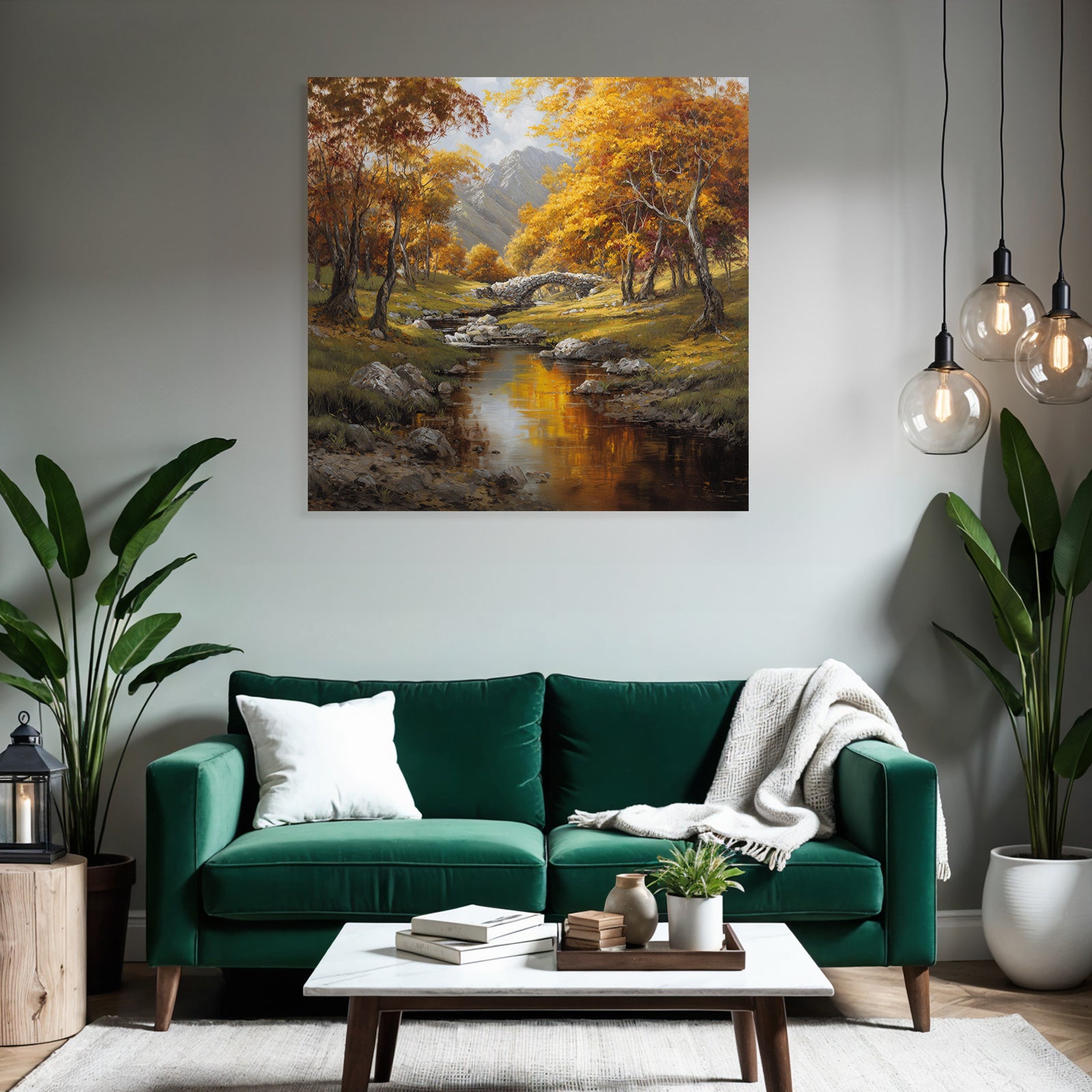 Landschaft Mit Fluss Und Brücke