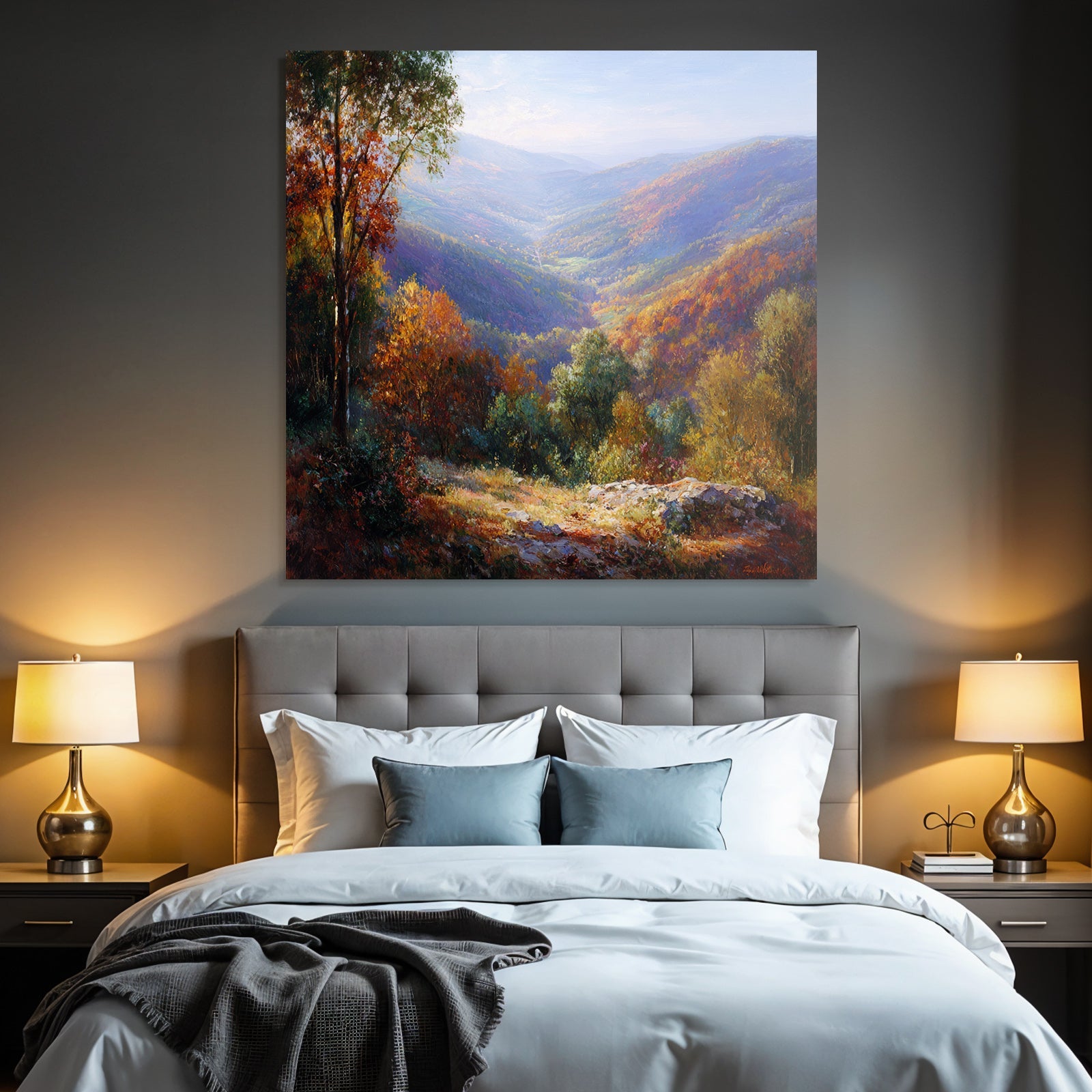 Liche Landlandschaft Mit Bäumen Und Tälern