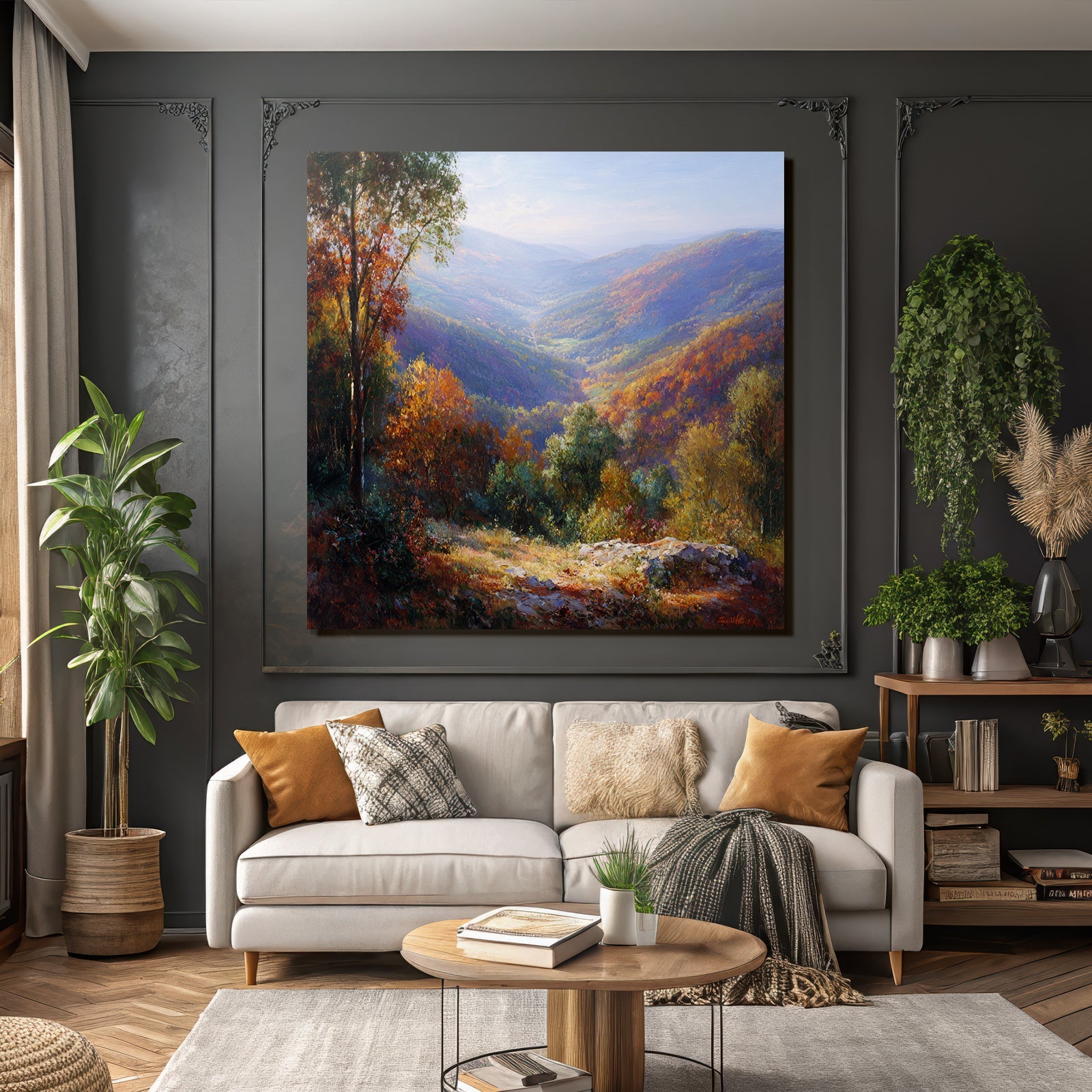 Liche Landlandschaft Mit Bäumen Und Tälern
