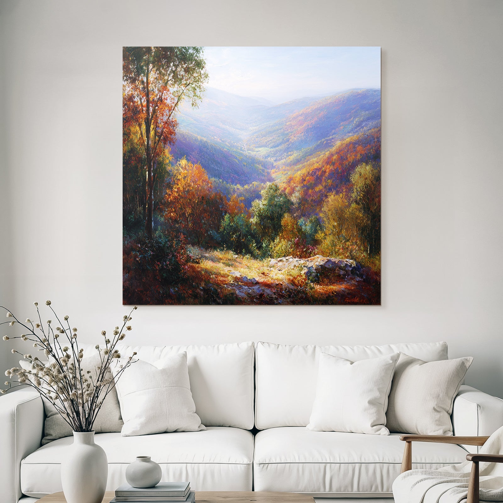 Liche Landlandschaft Mit Bäumen Und Tälern