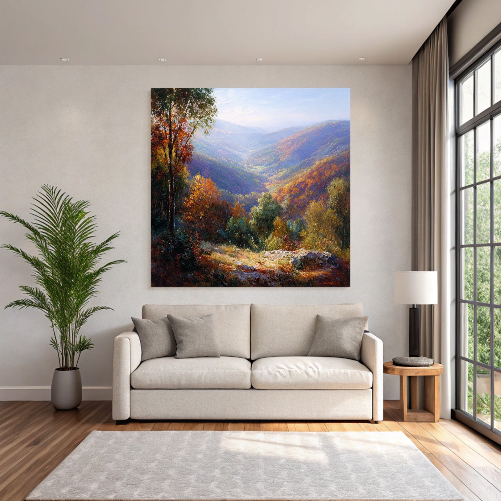 Liche Landlandschaft Mit Bäumen Und Tälern