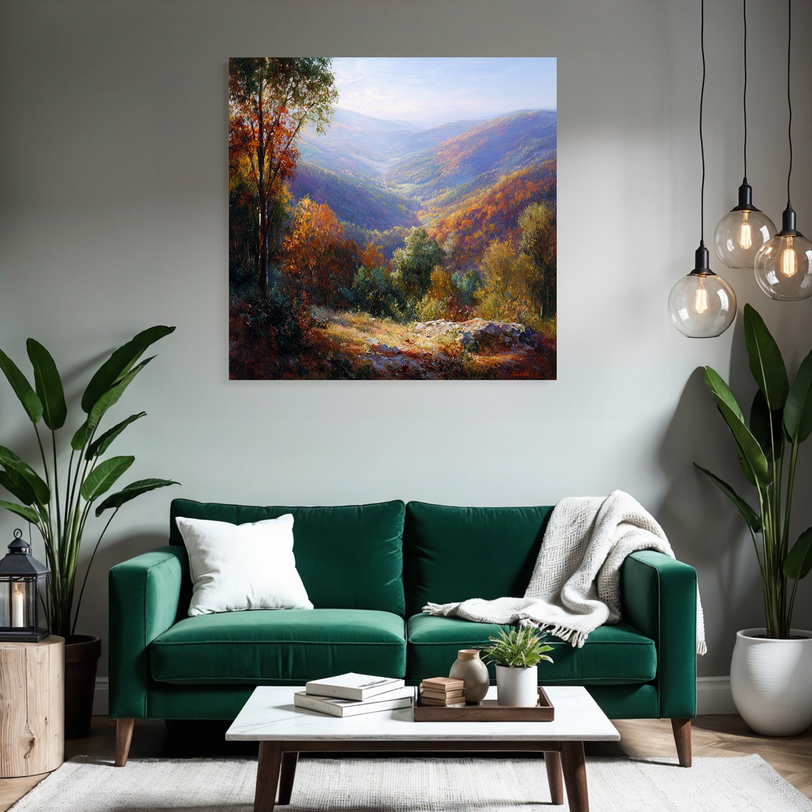 Liche Landlandschaft Mit Bäumen Und Tälern