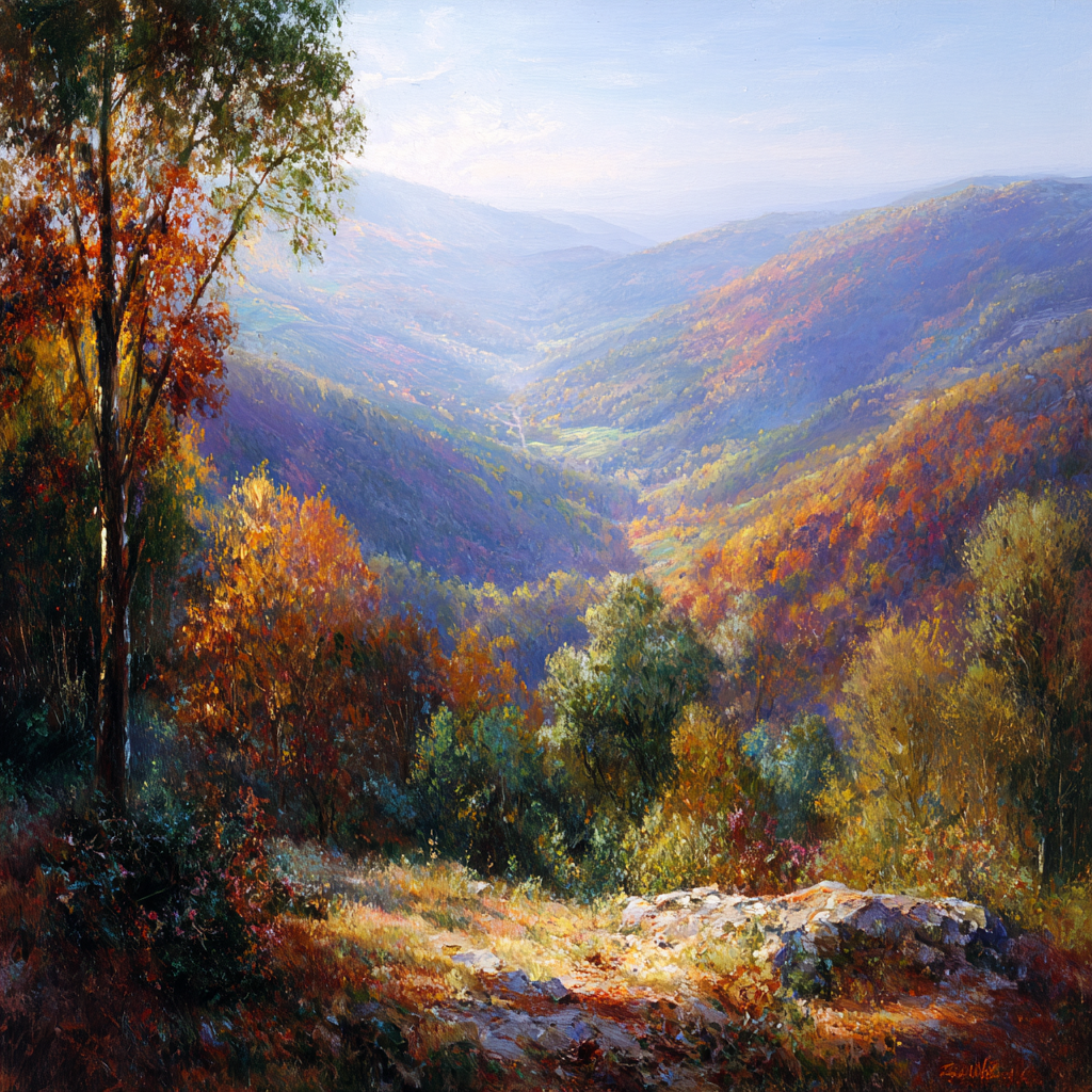 Liche Landlandschaft Mit Bäumen Und Tälern | Herbst | Jahreszeiten