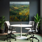 Malerei Von Landschaft Mit Farben Und Hügeln