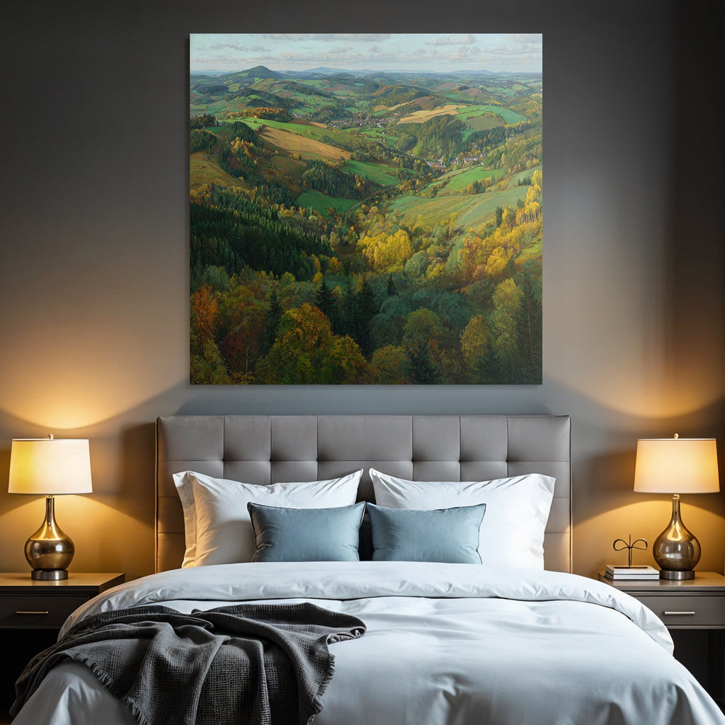 Malerei Von Landschaft Mit Farben Und Hügeln