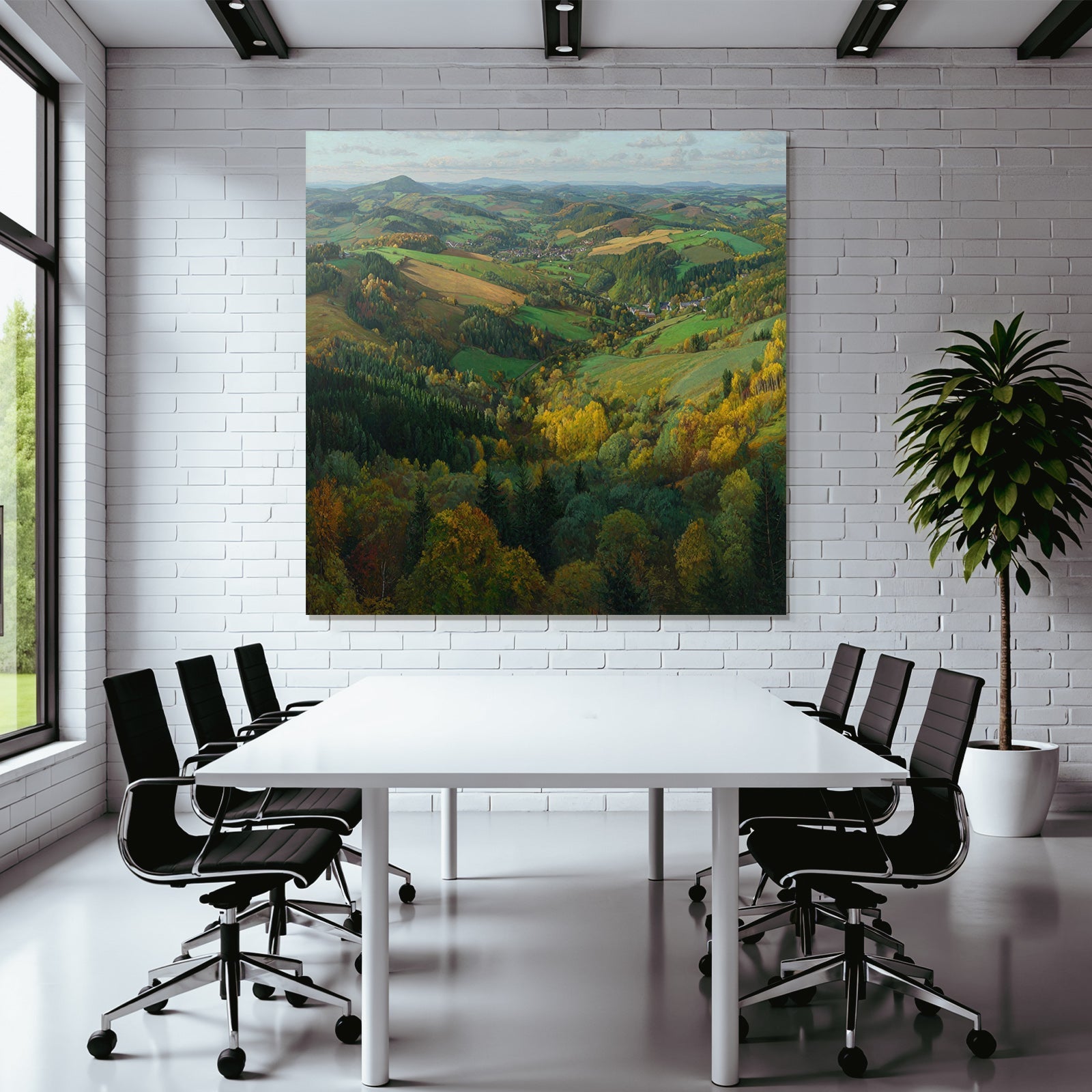 Malerei Von Landschaft Mit Farben Und Hügeln