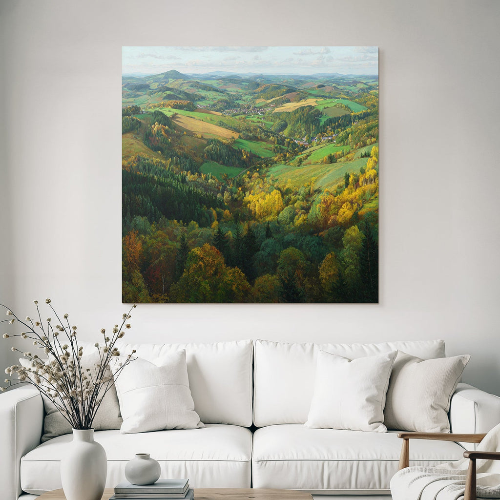 Malerei Von Landschaft Mit Farben Und Hügeln