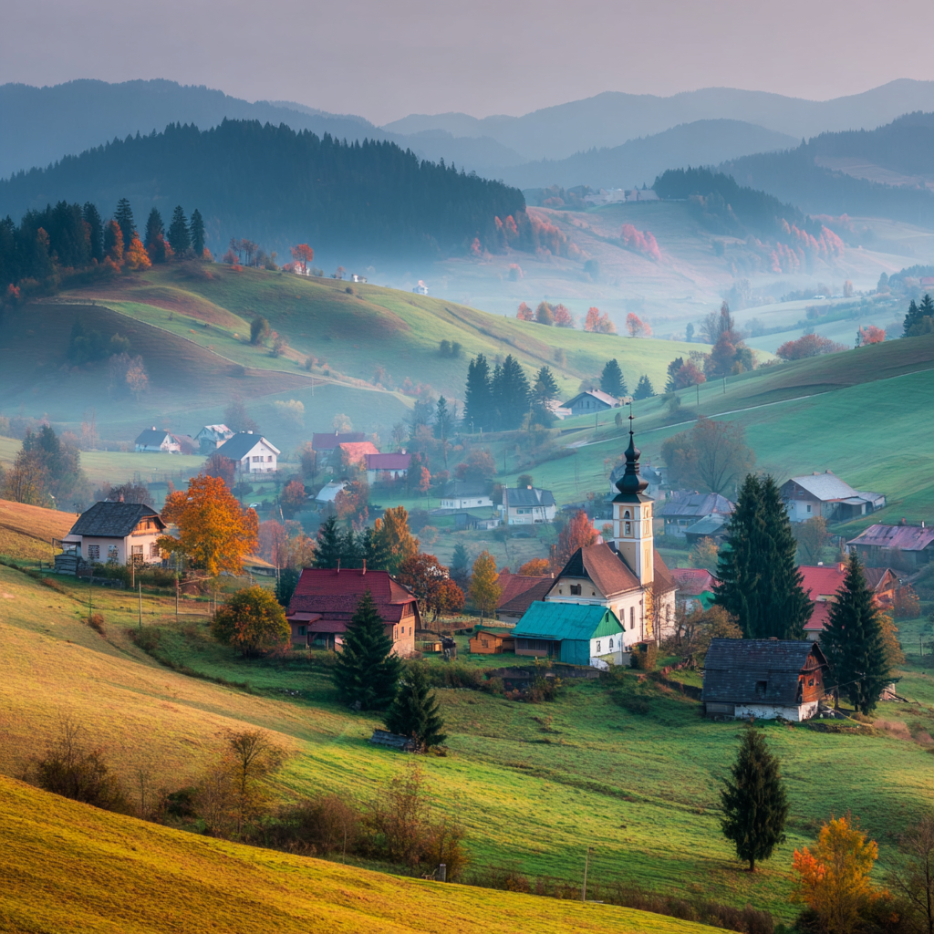 Malerische Landlandschaft In Europa | Herbst | Jahreszeiten