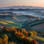 Malerische Landschaft Liche Folien Licht Hügel Toskana | Herbst | Jahreszeiten