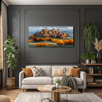 Hügelige Landlandschaft Mit Dorfbewohnung Im Impressionistisch
