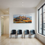 Hügelige Landlandschaft Mit Dorfbewohnung Im Impressionistisch