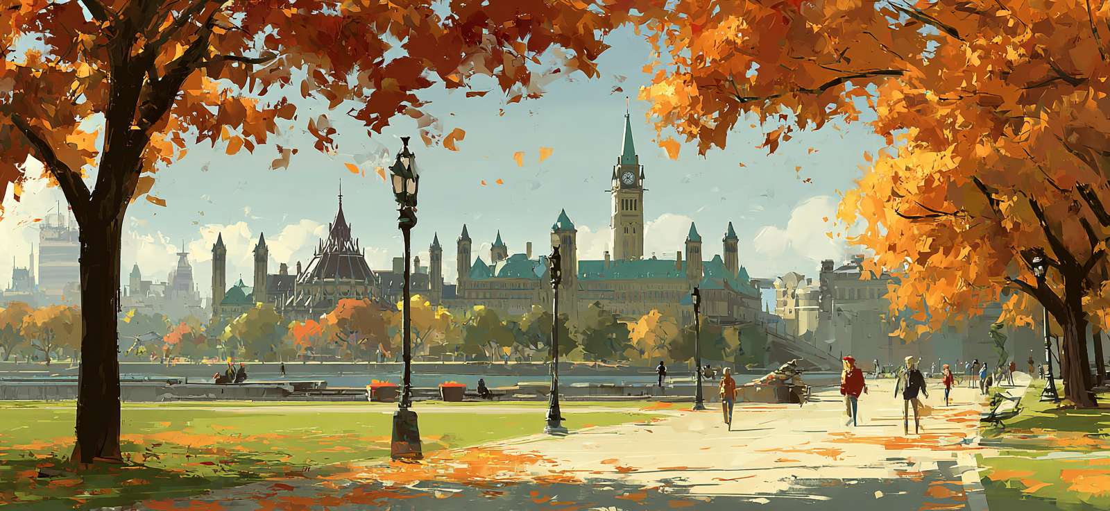Landschaft Mit Architektur In Hauptstadt | Herbst | Jahreszeiten