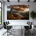 Landschaft Mit Baum Und Hügel Sonnenaufgang Oder Sonnenuntergang