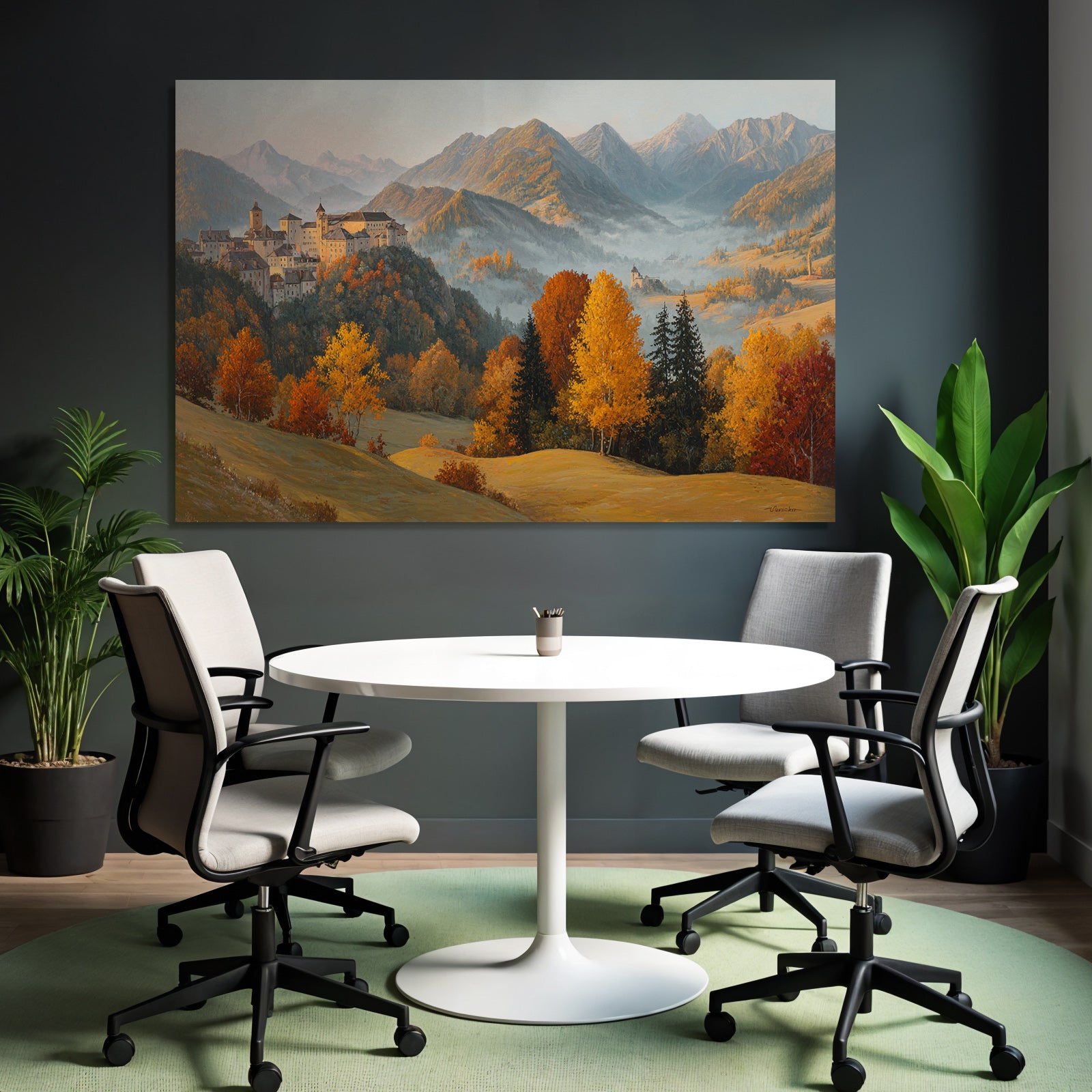 Landschaft Mit Bergen Und Dorf