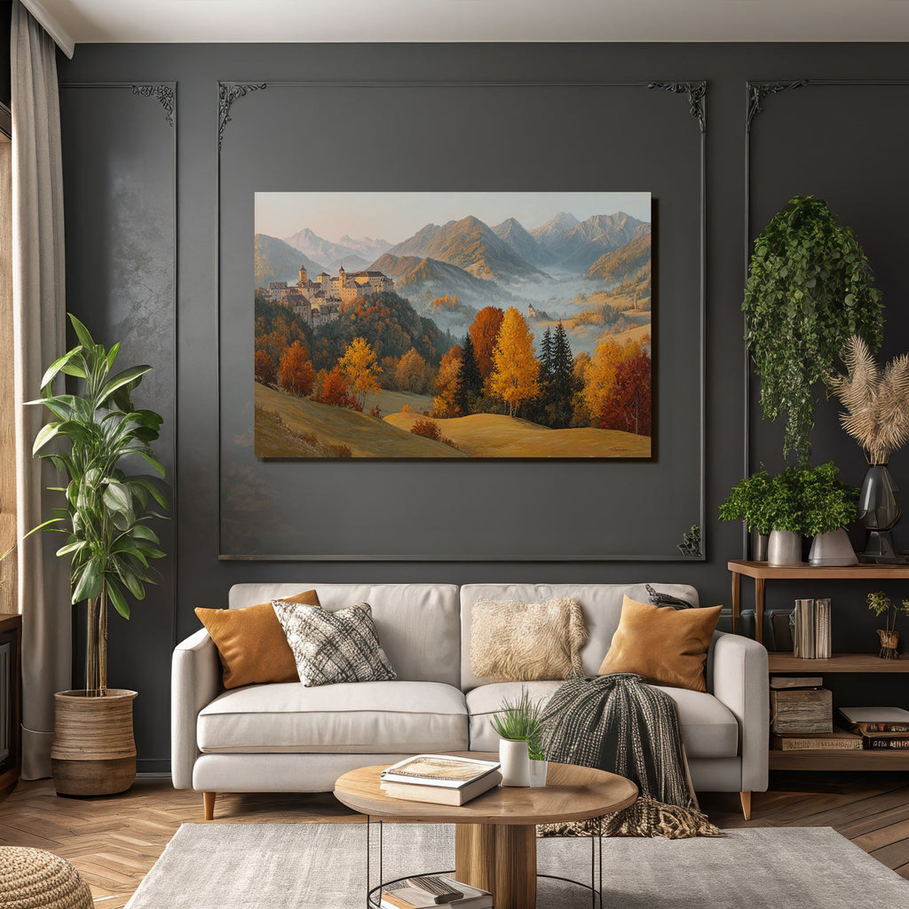Landschaft Mit Bergen Und Dorf
