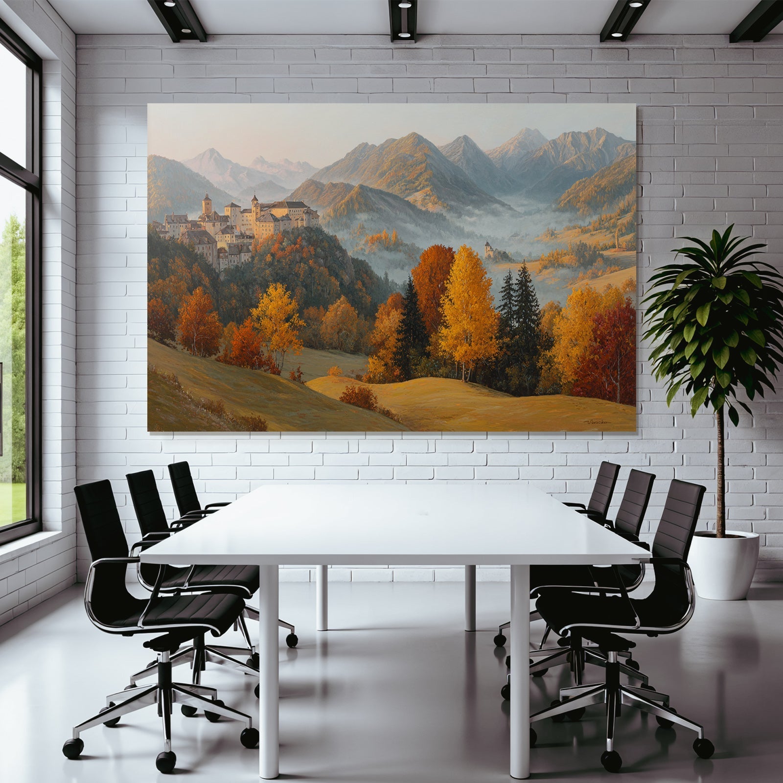 Landschaft Mit Bergen Und Dorf