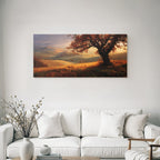 Landschaft Mit Einem Einzeln Baum Und Bunten Blättern