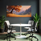 Landschaft Mit Grossem Baum Und Bergen