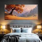 Landschaft Mit Grossem Baum Und Bergen