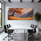 Landschaft Mit Grossem Baum Und Bergen